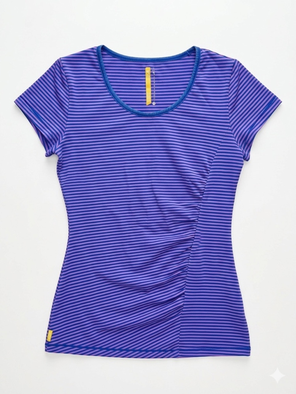 LOLË | Purple and Blue Striped Short Sleeve Running Sports Tee Top